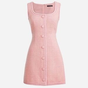 J. Crew Pink Sophia Sleeveless Tweed Shift Mini Dress